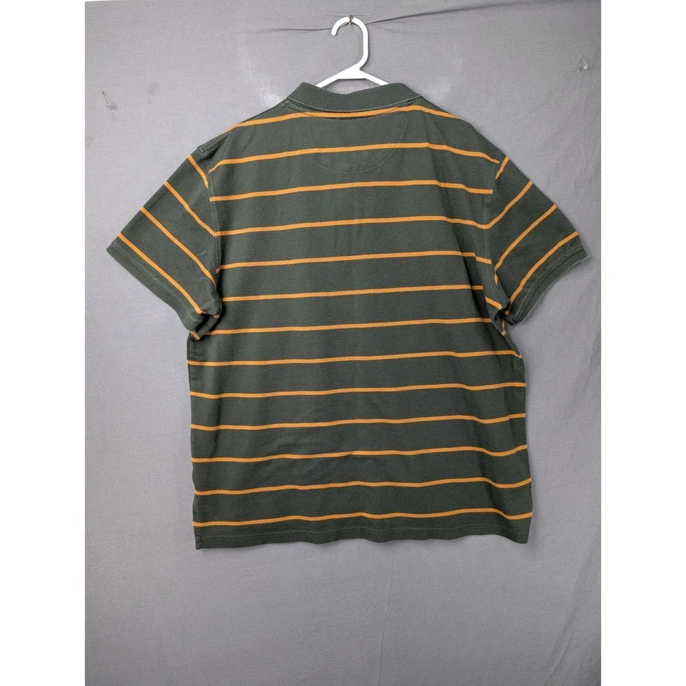 IZOD Advantage Performance Polo Shirt Mens XXL Green Orange Striped